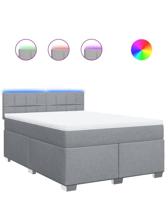 Box spring postel s matrací světle šedá 140 x 190 cm textil
