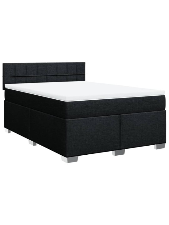 Box spring postel s matrací černá 140 x 190 cm textil