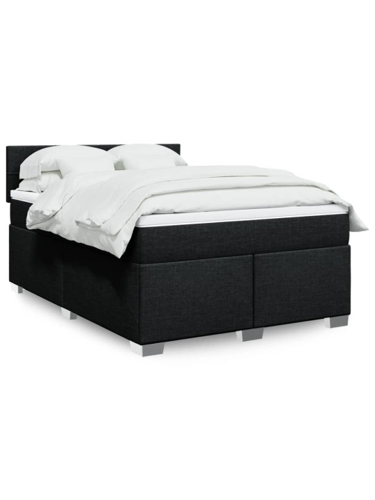Box spring postel s matrací černá 140 x 190 cm textil