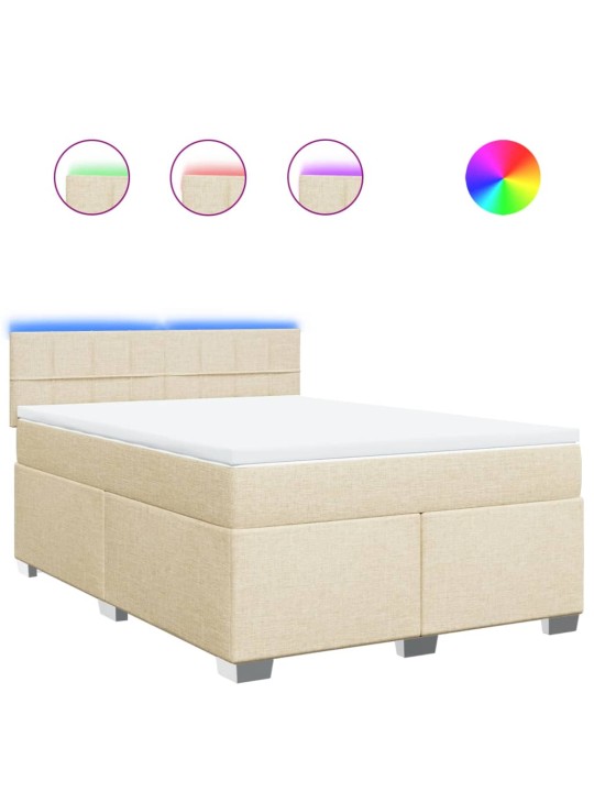 Box spring postel s matrací krémová 140x190 cm textil