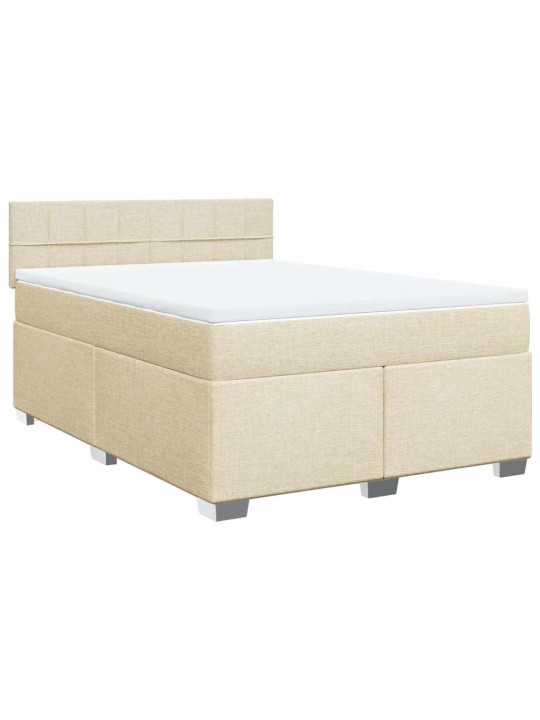 Box spring postel s matrací krémová 140x190 cm textil