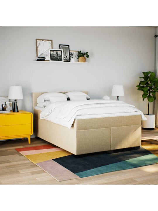 Box spring postel s matrací krémová 140x190 cm textil