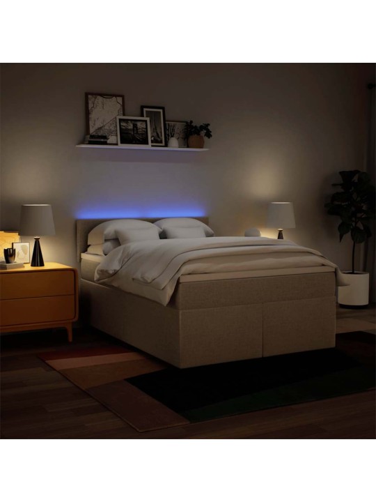 Box spring postel s matrací krémová 140x190 cm textil