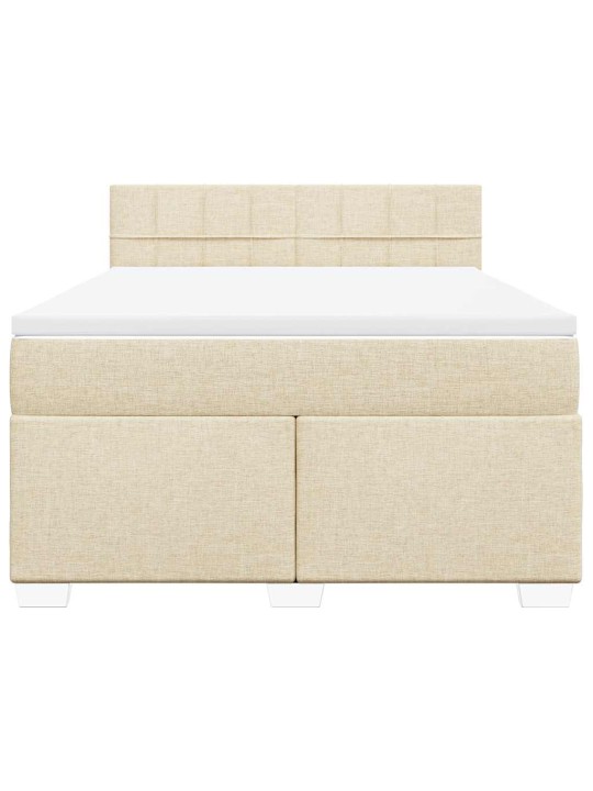 Box spring postel s matrací krémová 140x190 cm textil