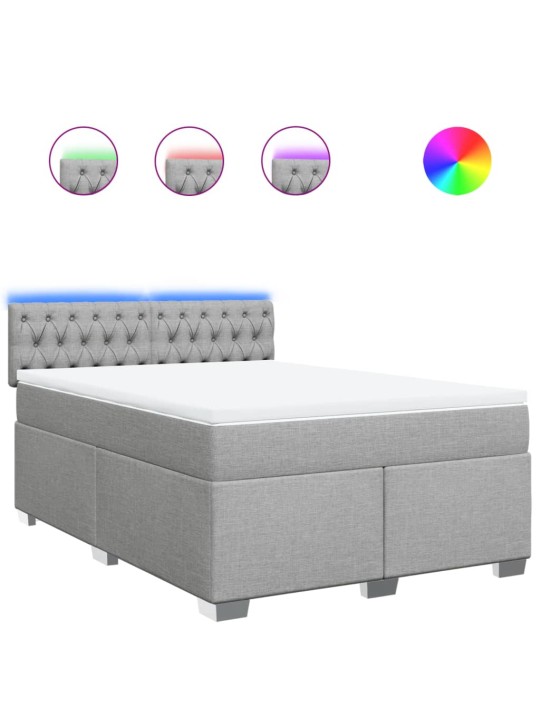 Box spring postel s matrací světle šedá 140 x 190 cm textil