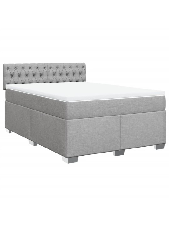 Box spring postel s matrací světle šedá 140 x 190 cm textil