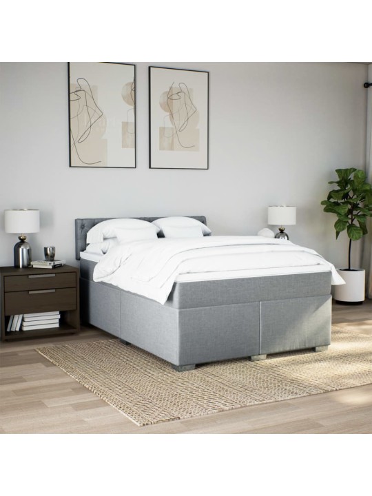 Box spring postel s matrací světle šedá 140 x 190 cm textil