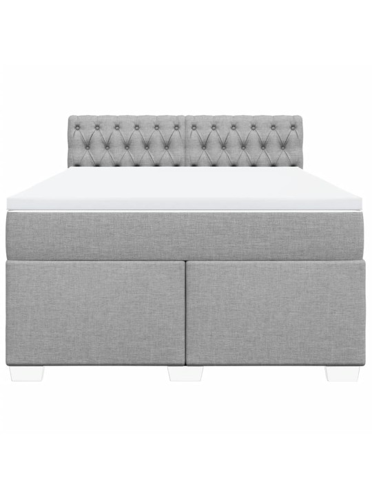 Box spring postel s matrací světle šedá 140 x 190 cm textil