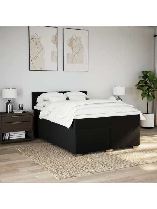 Box spring postel s matrací černá 140 x 190 cm textil