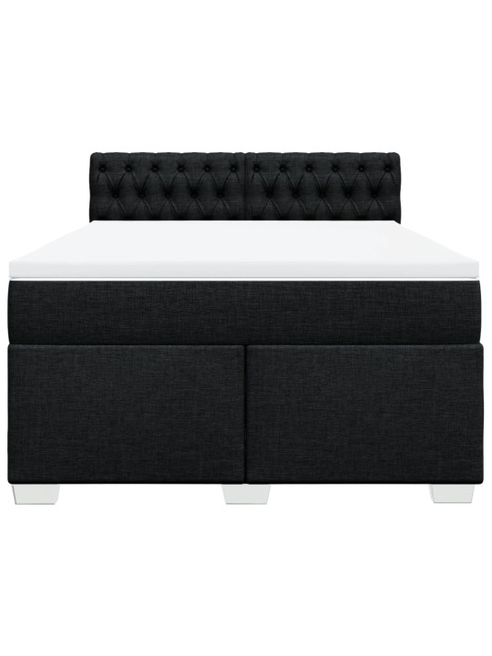 Box spring postel s matrací černá 140 x 190 cm textil