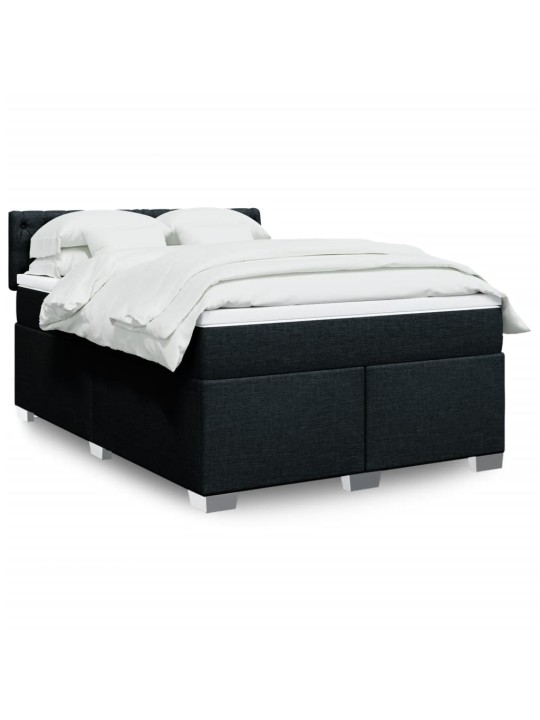 Box spring postel s matrací černá 140 x 190 cm textil