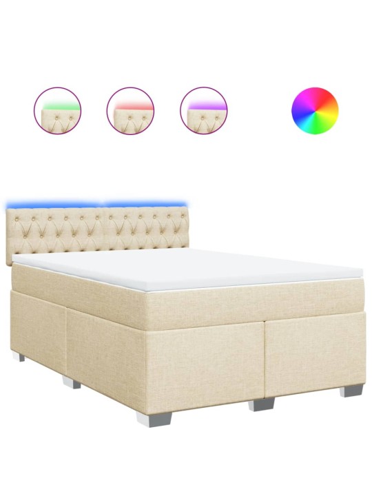 Box spring postel s matrací krémová 140x190 cm textil