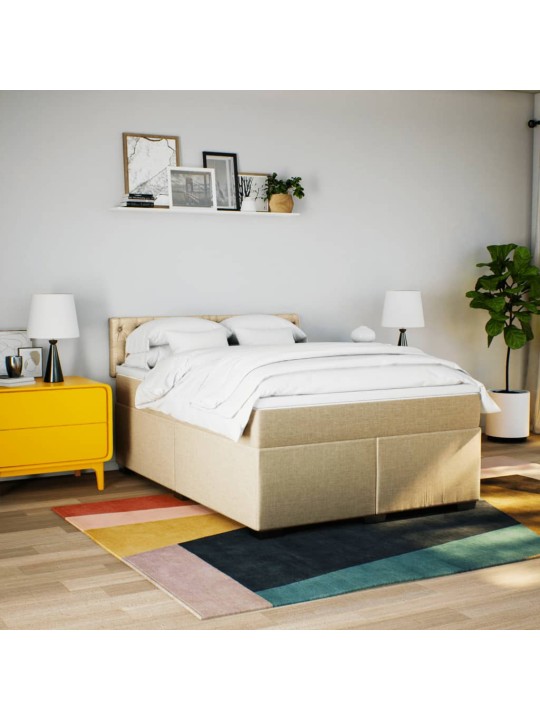 Box spring postel s matrací krémová 140x190 cm textil