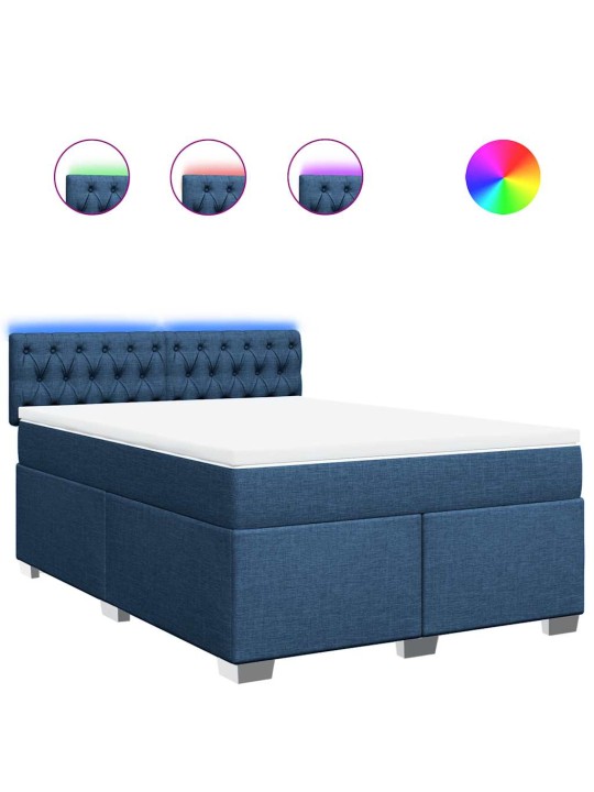 Box spring postel s matrací modrá 140x190 cm textil