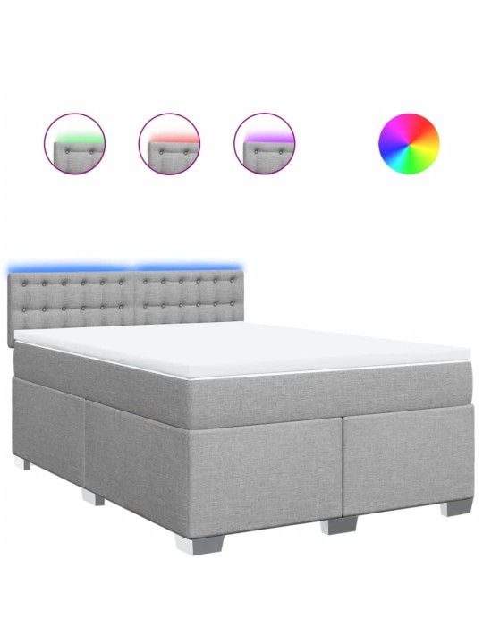 Box spring postel s matrací světle šedá 140 x 190 cm textil