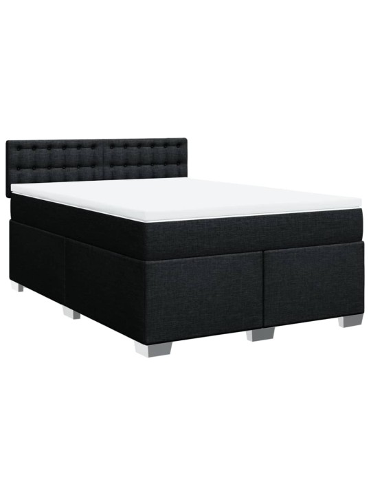 Box spring postel s matrací černá 140 x 190 cm textil