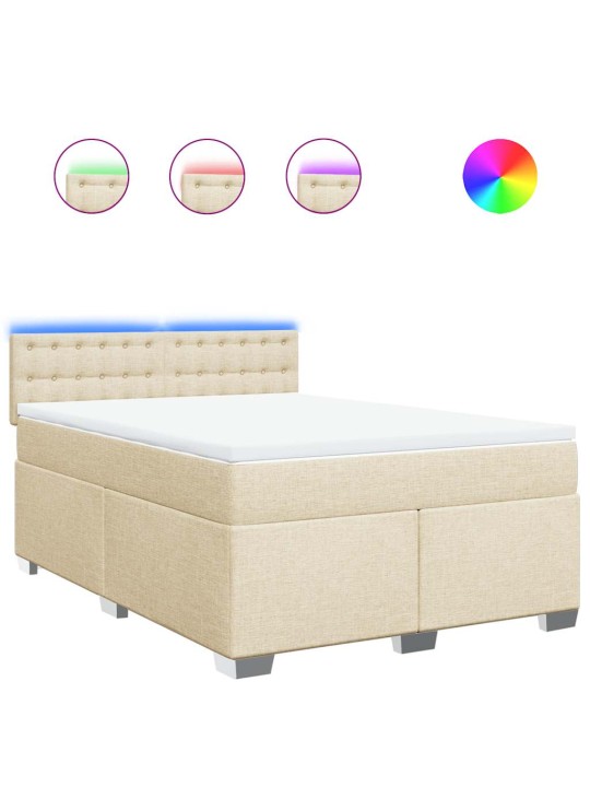 Box spring postel s matrací krémová 140x190 cm textil
