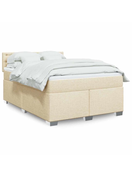 Box spring postel s matrací krémová 140x190 cm textil