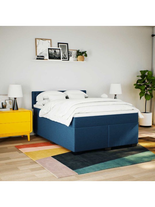 Box spring postel s matrací modrá 140x190 cm textil