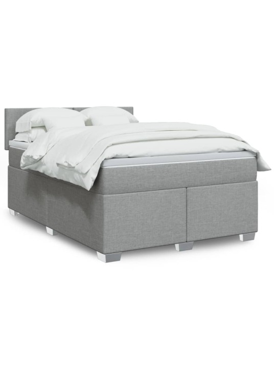 Box spring postel s matrací světle šedá 140 x 200 cm textil