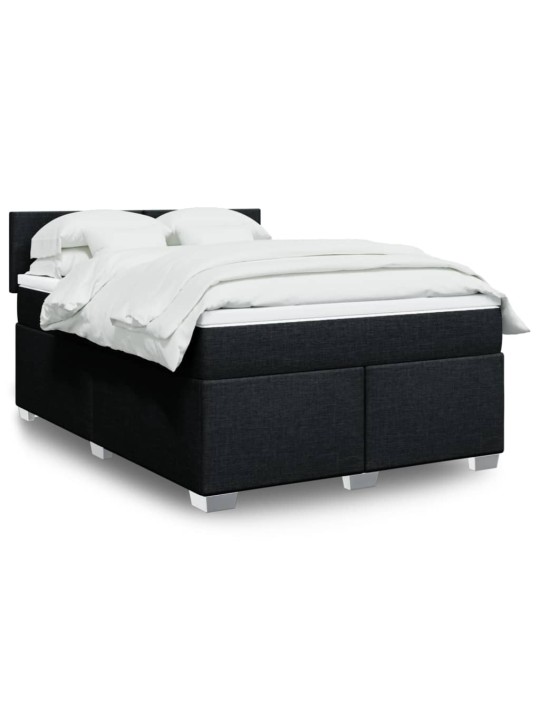 Box spring postel s matrací černá 140x200 cm textil