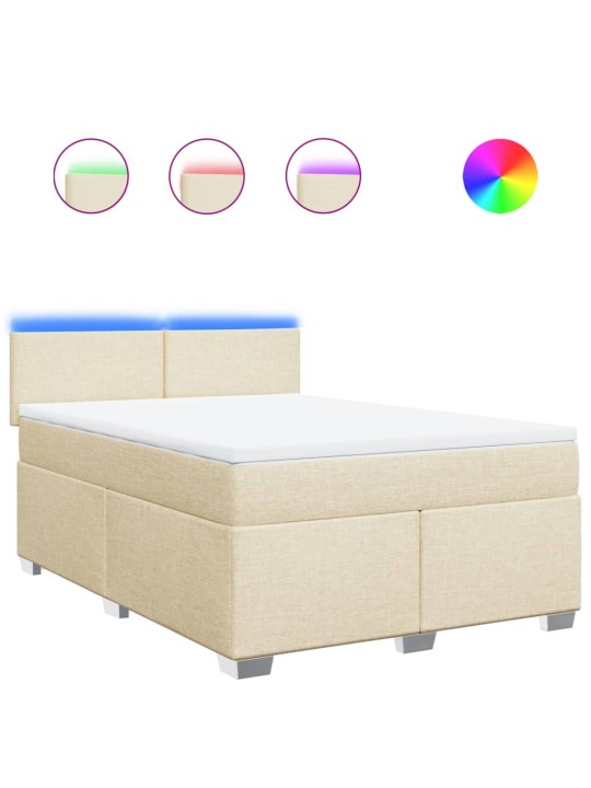 Box spring postel s matrací krémová 140x200 cm textil