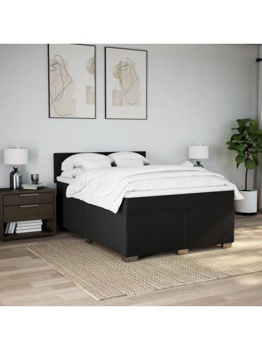 Box spring postel s matrací černá 140x200 cm textil