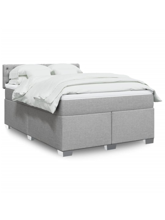 Box spring postel s matrací světle šedá 140 x 200 cm textil