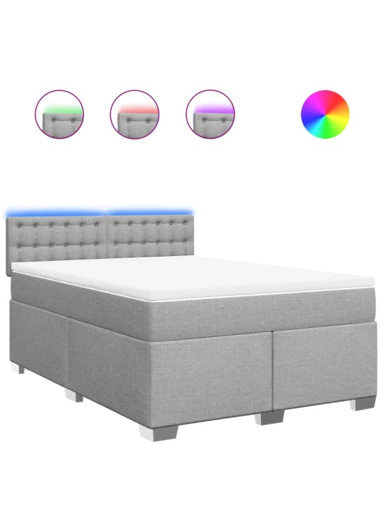 Box spring postel s matrací světle šedá 140 x 200 cm textil