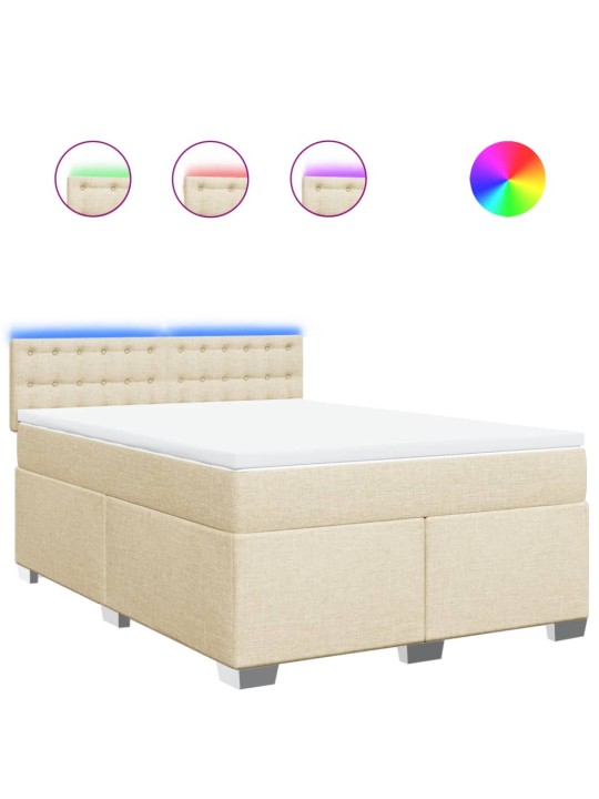 Box spring postel s matrací krémová 140x200 cm textil