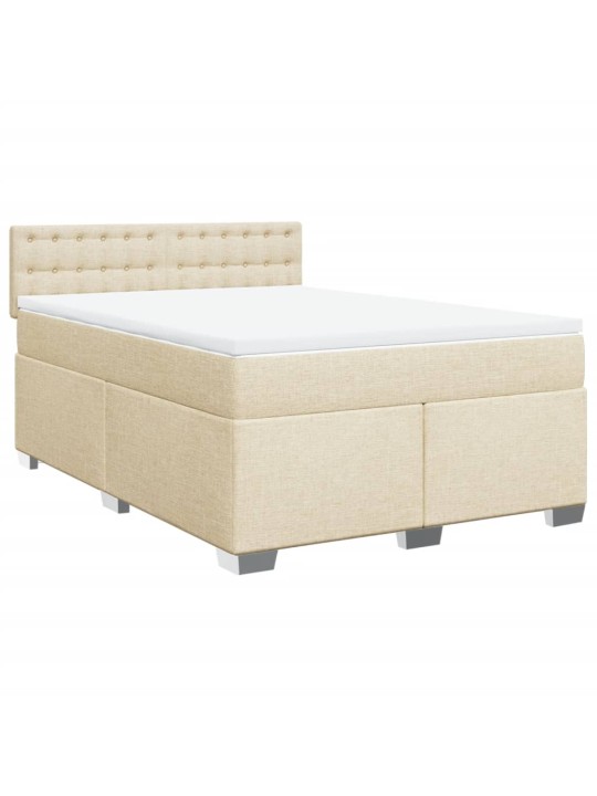 Box spring postel s matrací krémová 140x200 cm textil
