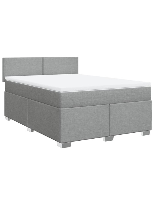 Box spring postel s matrací světle šedá 160 x 200 cm textil
