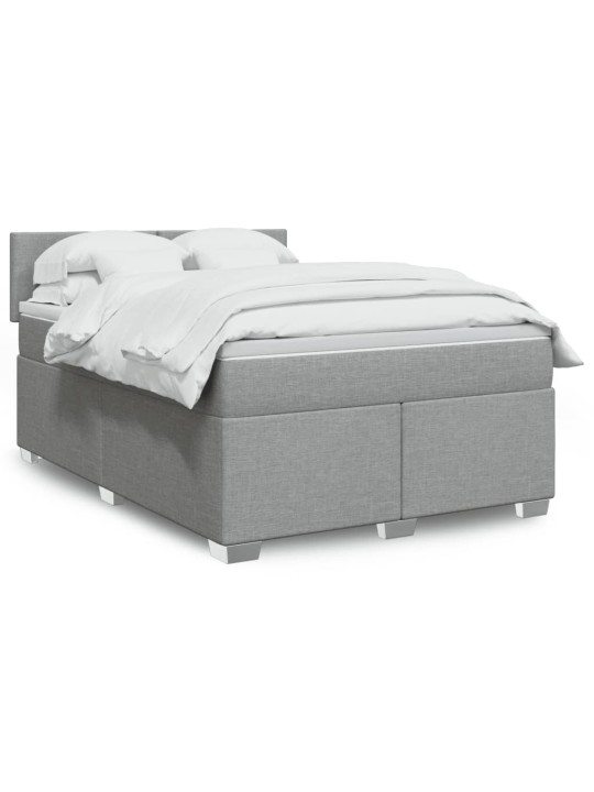 Box spring postel s matrací světle šedá 160 x 200 cm textil