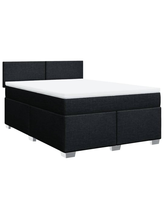 Box spring postel s matrací černá 160x200 cm textil