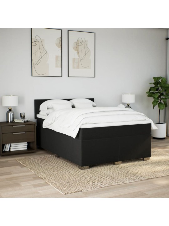 Box spring postel s matrací černá 160x200 cm textil