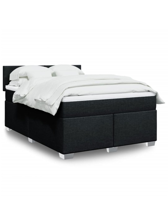Box spring postel s matrací černá 160x200 cm textil