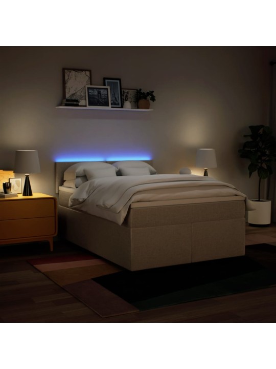 Box spring postel s matrací krémová 160x200 cm textil