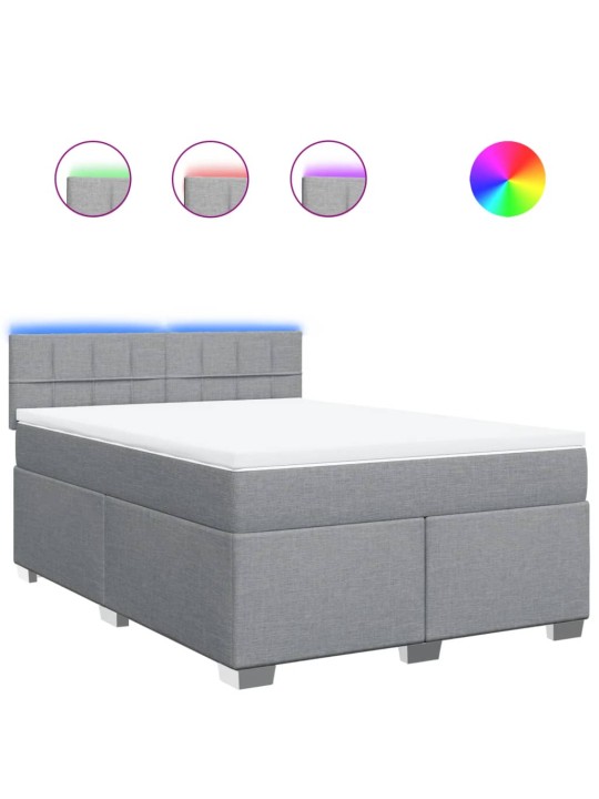 Box spring postel s matrací světle šedá 160 x 200 cm textil