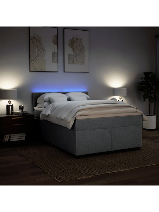 Box spring postel s matrací světle šedá 160 x 200 cm textil
