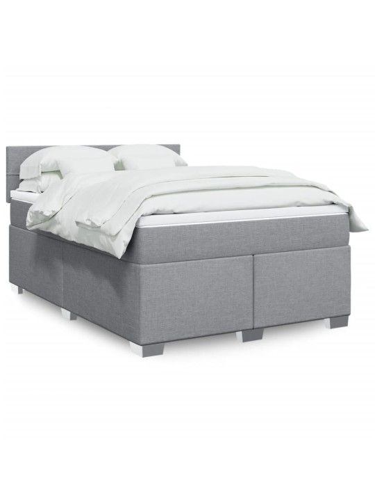 Box spring postel s matrací světle šedá 160 x 200 cm textil