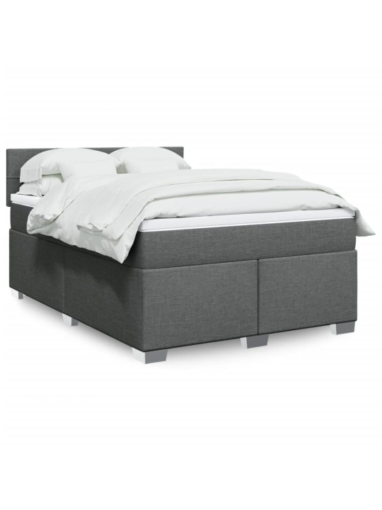 Box spring postel s matrací tmavě šedá 160x200 cm textil