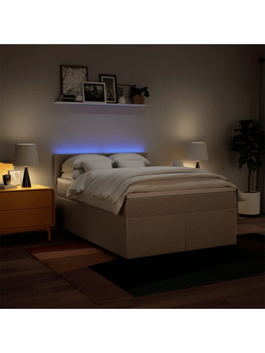 Box spring postel s matrací krémová 160x200 cm textil