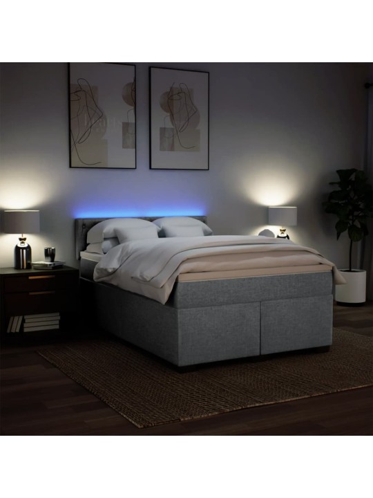 Box spring postel s matrací světle šedá 160 x 200 cm textil