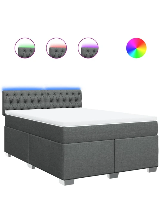 Box spring postel s matrací tmavě šedá 160x200 cm textil