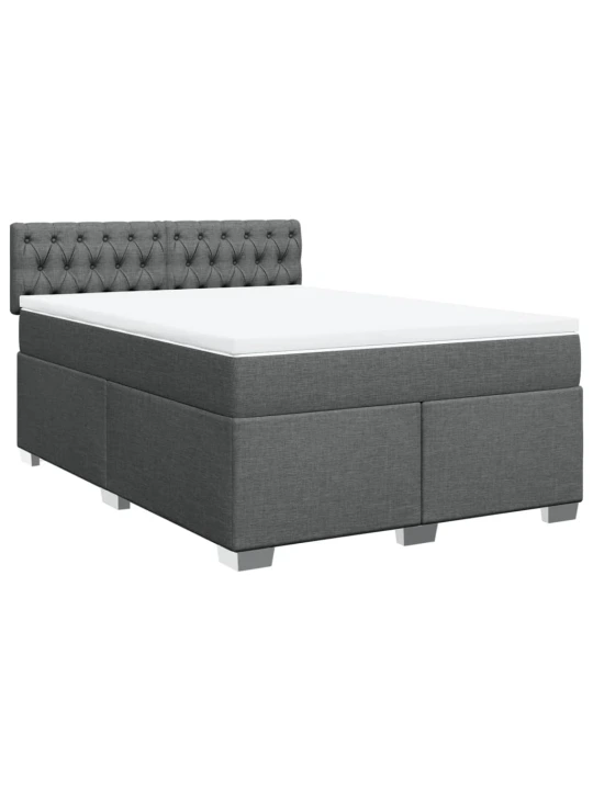 Box spring postel s matrací tmavě šedá 160x200 cm textil
