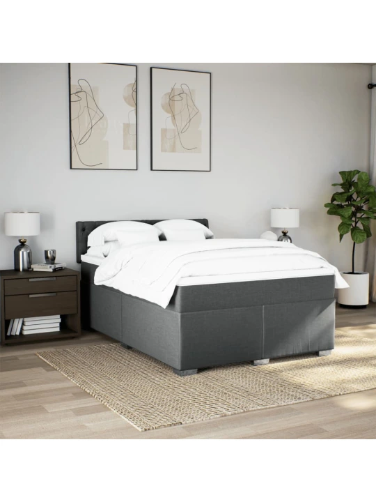Box spring postel s matrací tmavě šedá 160x200 cm textil