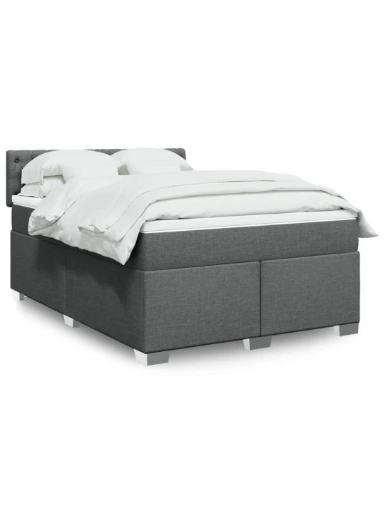 Box spring postel s matrací tmavě šedá 160x200 cm textil