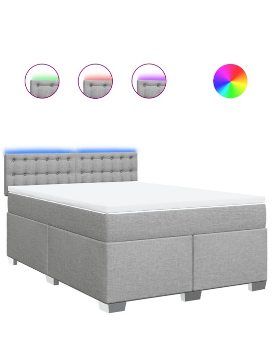 Box spring postel s matrací světle šedá 160 x 200 cm textil