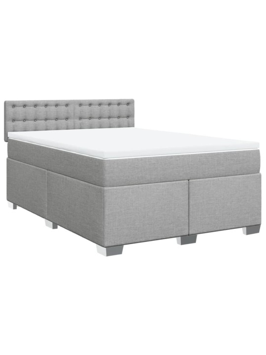 Box spring postel s matrací světle šedá 160 x 200 cm textil