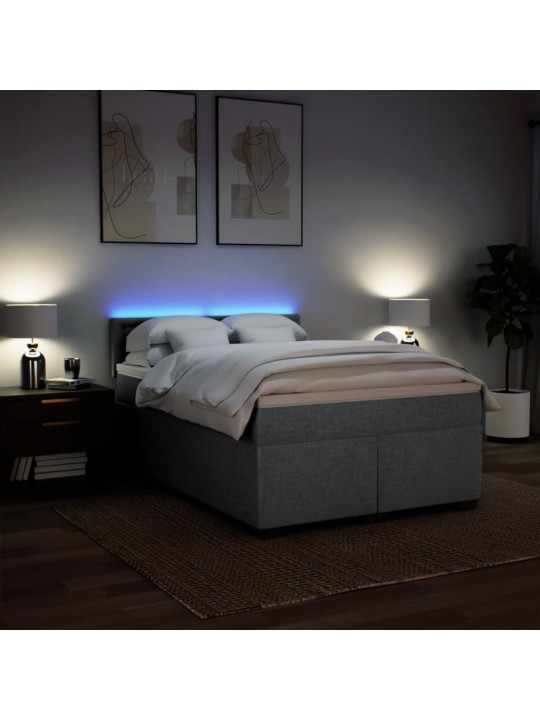 Box spring postel s matrací světle šedá 160 x 200 cm textil